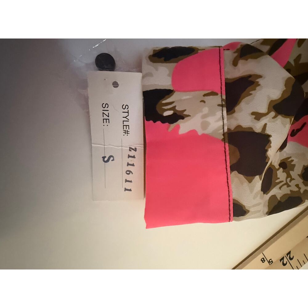 NWT A.Z.I Leopard Print Blouse  | Hot Pink Heart Tie Front Y2K Style S - Picture 9 of 10